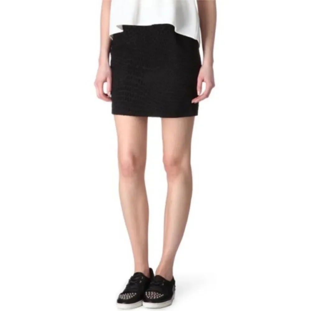 Sandro Jupe Joie Skirt – Black White Contrast Animal Cheetah Print Mini, Size S - Picture 4 of 9